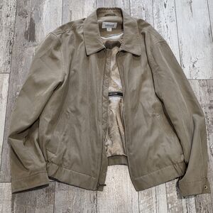 (M) Men's Joseph & Feiss Casual Racer Jacket Tan Full Zip Spring/Fall Medium